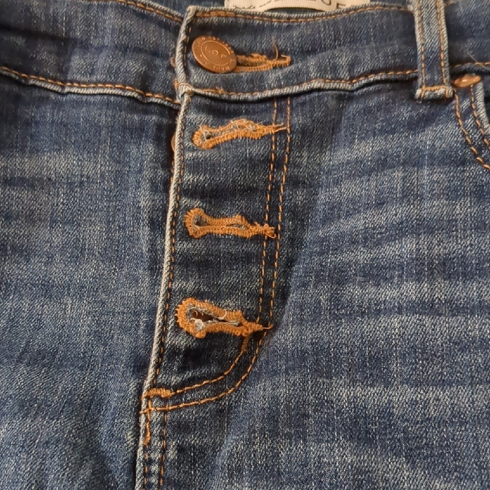 LOFT High Rise Blue Jeans Classic Denim Size 28 Button Down Front - Picture 4 of 6